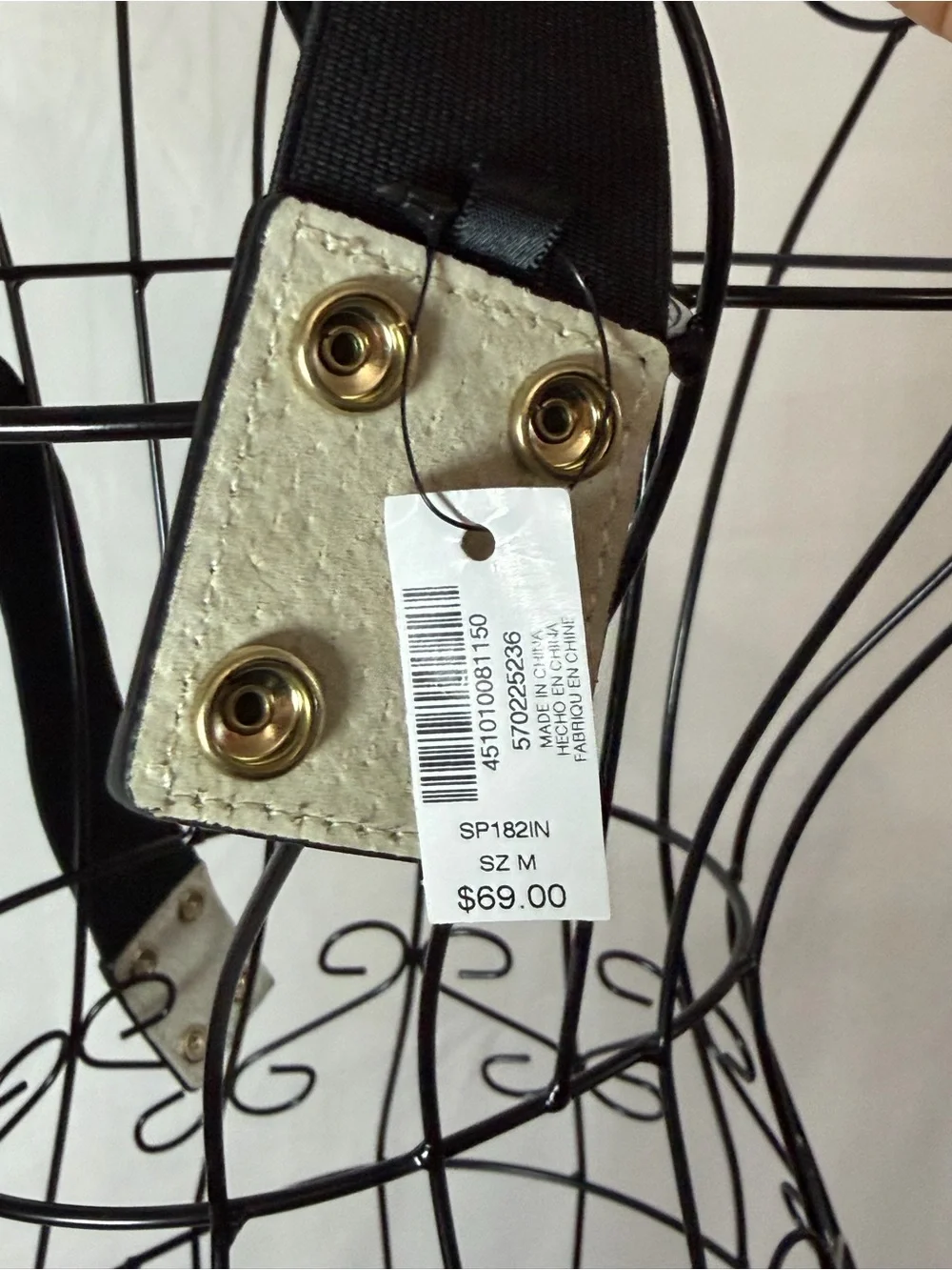 White House Black Market Embroidered Floral Black Leather Waist Belt